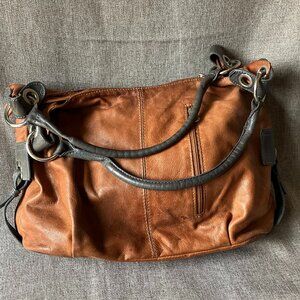 Borse In Pelle Brown and Gray Leather Hobo Shoulder Bag Purchased in Italy